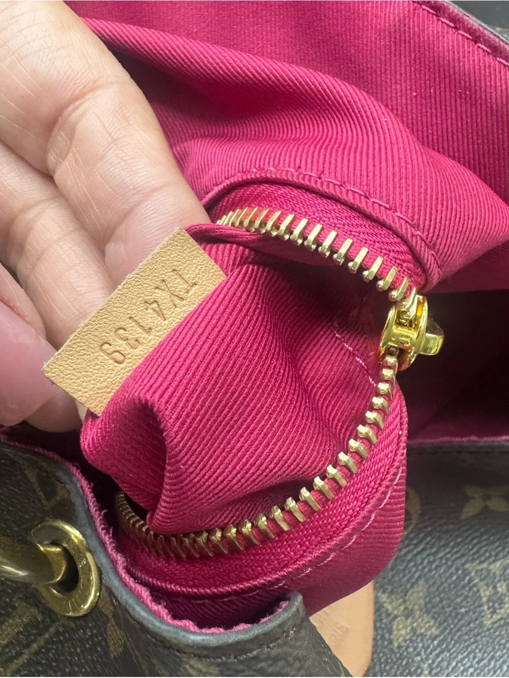 Louis Vuitton Brown Monogram Canvas Shoulder Bag with Tan Trim